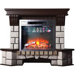 Каминокомплект Interflame Экстер угловой темный дуб с очагом Sirius 30 LED FX Black